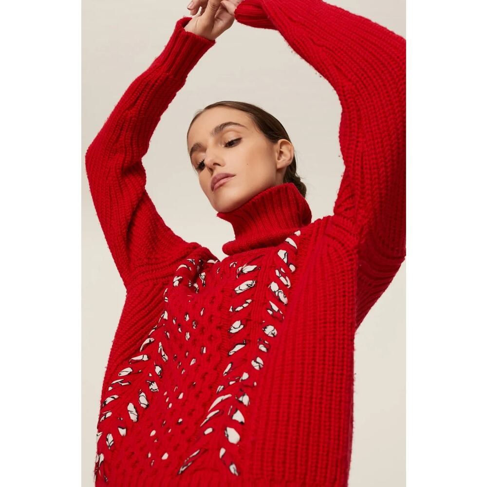 Jason Wu Interlocked Turtleneck Sweater Red‎ Size Large - Picture 4 of 9